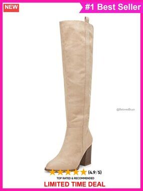 Faux Suede Knee High Chunky Heel Stretch Winter Boots Pointed Toe Slip On